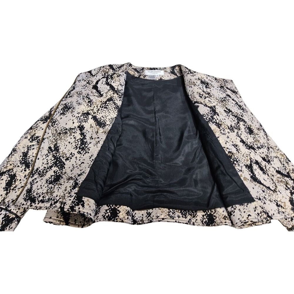 Helen Berman London Jacket S 4 6 Blazer Modo Snakeskin Print Black Gold 80s Rock - Picture 8 of 9